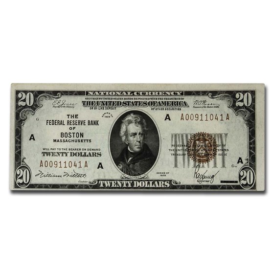 1929 (A-Boston) $20 Brown Seal FRBN AU 1929 (A-Boston) $20 Brown Seal FRBN AU
